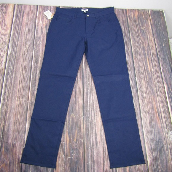 Peter Millar Pants Mens 33x32 Navy Blue eb66 Classic Fit Recycled Polyester Golf
